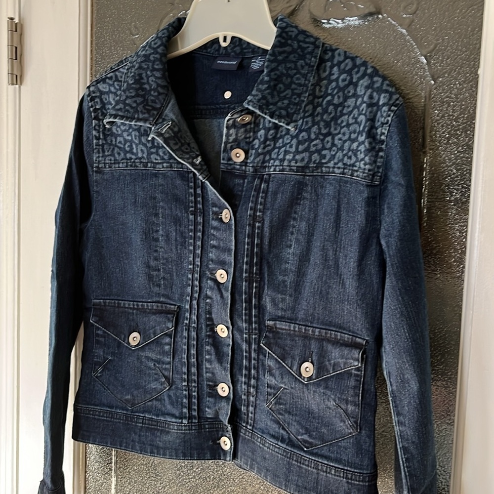 Y2K Denim Print Jacket, leopard print, Westbound Jeans Jacket
